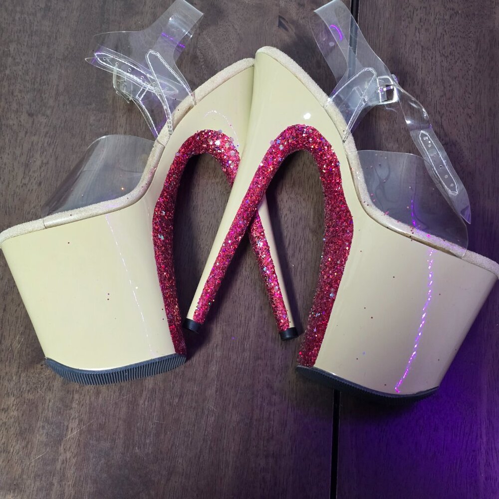 Pleaser Flamingo 808 NudeBoutin Custom 8" Heels Never Worn - Picture 4 of 5